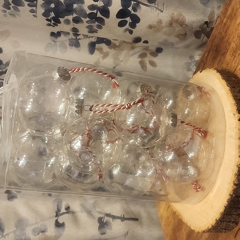 SALE💫Clear Craftable  Ornaments Bulbs with Red and White Twine Material